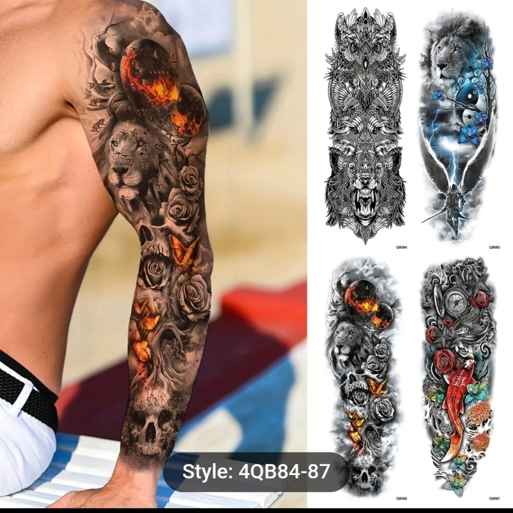Budle for B1G2F Black an white owl wolf top left Temporary arm tattoo